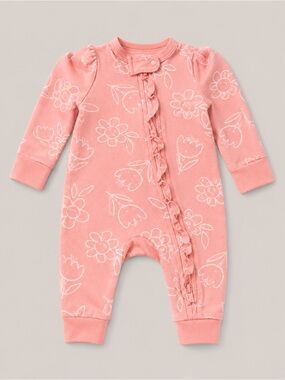 Huggies Hugwear - Double Zipper Sleeper - Flower Print w/ Ruffle (Cotton) - 3M